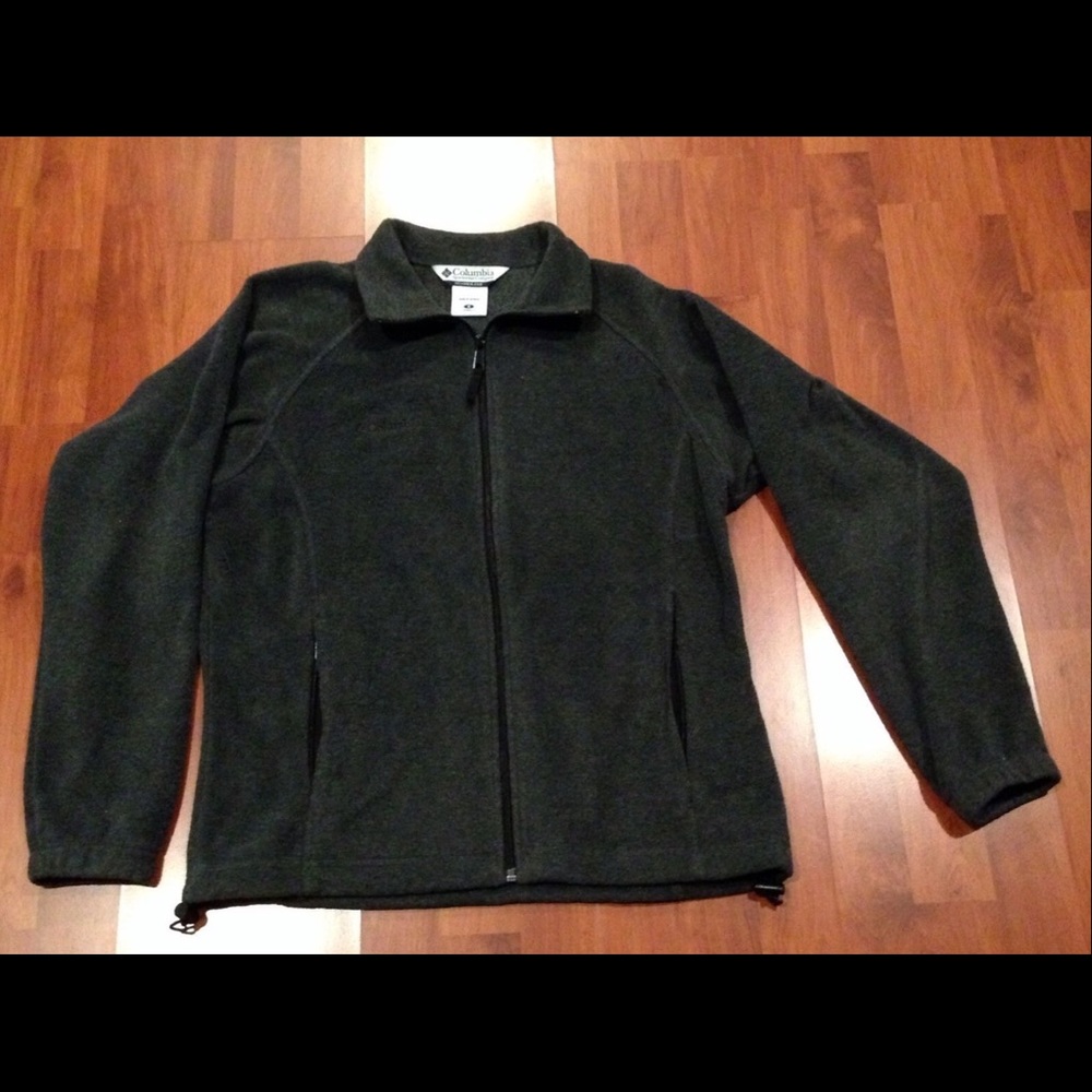 COLUMBIA Dark Gray Fleece Jacket Adjustable Waist